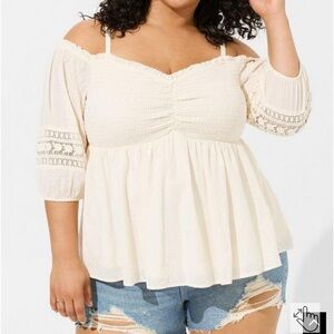 Torrid Cream cold shoulder top